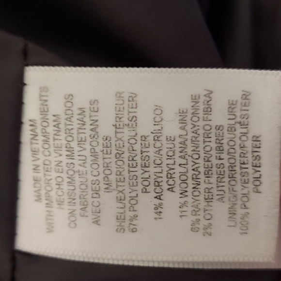 Vintage Liz Claiborne Herringbone Lined Wool Blend Winter Business Coat Large - Picture 10 of 13